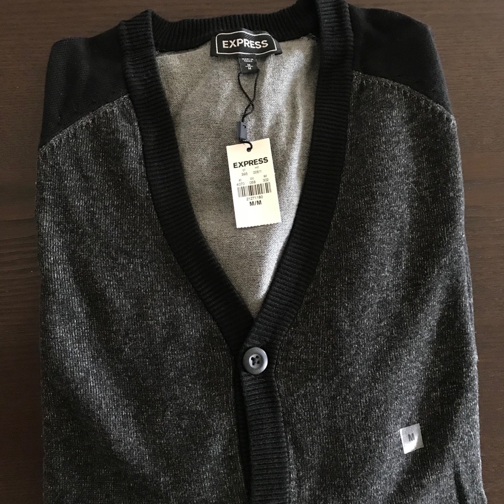 Express Men’s Cardigan Sweater with Ribbed Collar